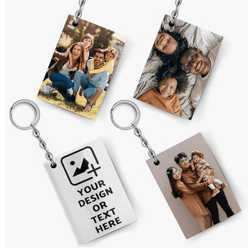 glowmall pure metal rectangle keychain photo custom